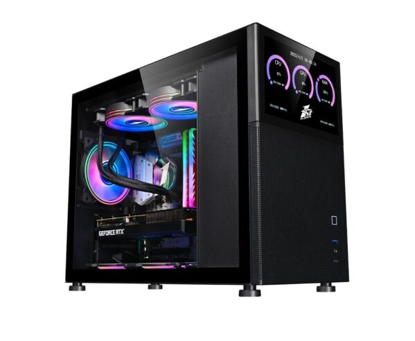 Sistem PC Gaming 1stPlayer® cu AMD Ryzen™ 7 7700 5.3 GHz, 32Mb cache, 32 GB DDR5, SSD 1 TB M.2, video GeForce® RTX™ 5060 8 GB GDDR7 DLSS4, display 8 inches, liquid cooling, WiFi, 77MI66W, Windows 11 Pro