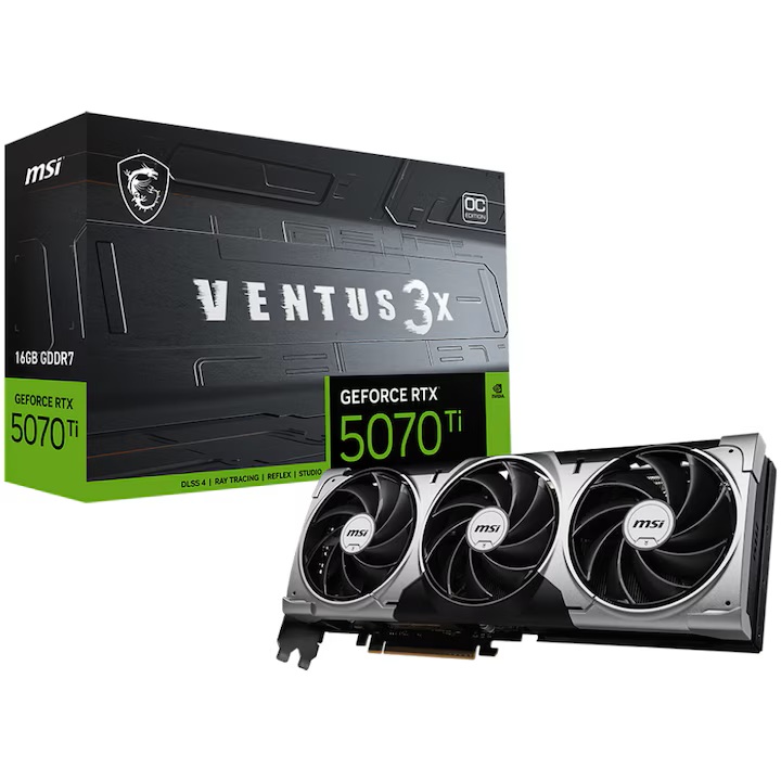 Placa video MSI GeForce RTX™ 5070 Ti 16G VENTUS 3X OC, 16GB GDDR7, 256-bit