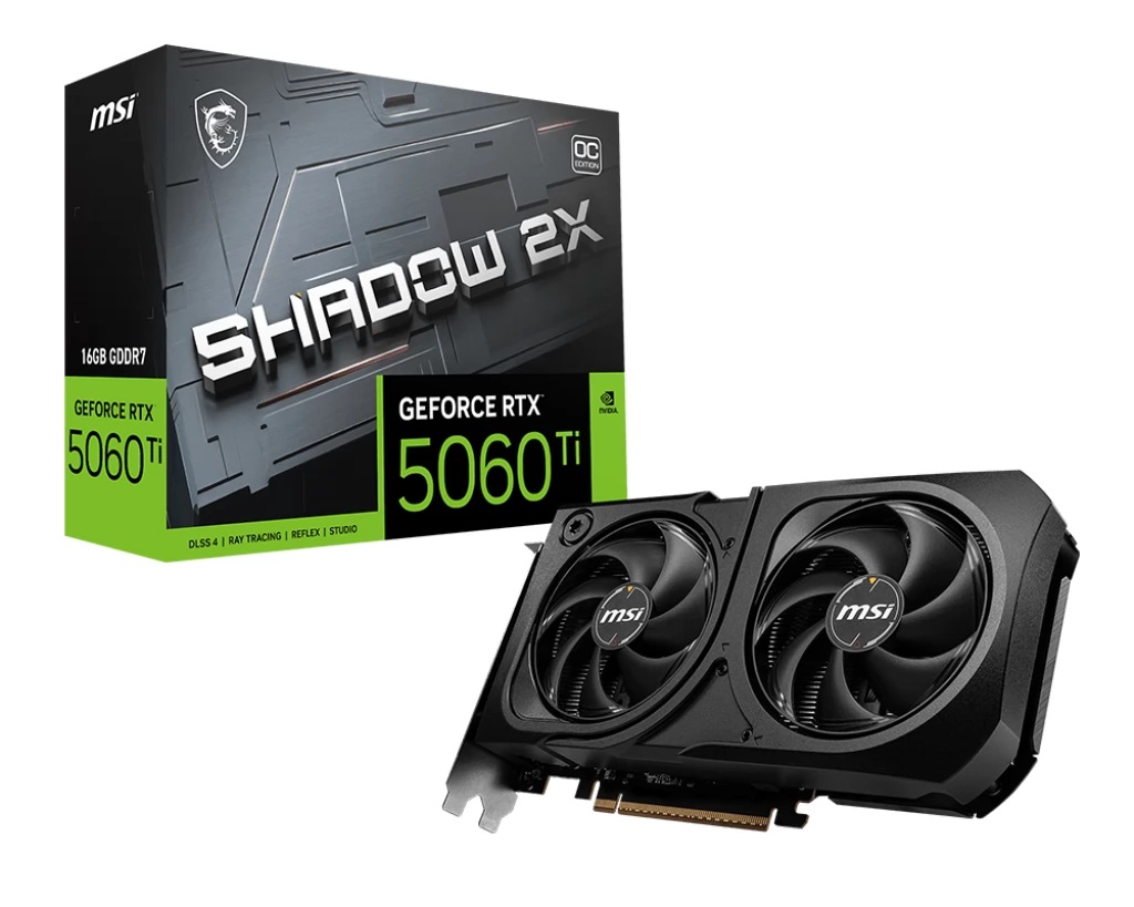 Placa video MSI GeForce RTX 5060 Ti SHADOW 2X OC PLUS 16GB GDDR7 128-bit DLSS 4.0