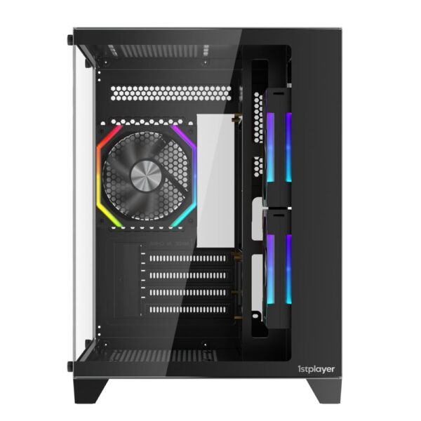 Carcasa 1stPLAYER® Gaming BV5-bk, 5 ventilatoare aRGB plus PWM, Micro-ATX, telecomanda, negru