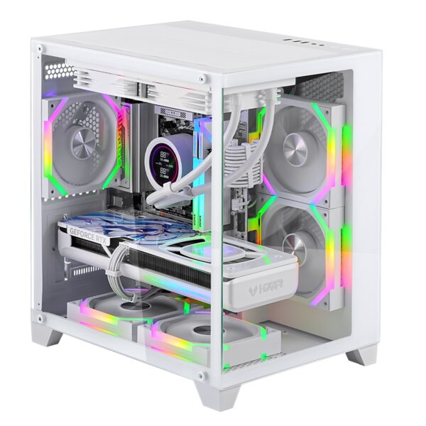 Sistem PC Gaming 1stPlayer® cu Intel® Core™ i5 14600KF Raptor Lake 5.3 GHz, 32GB DDR5, SSD 1TB M.2, placa video GeForce® RTX™ 5060 8 GB GDDR7, WiFi, liquid cooling, BV5W566W, Windows 11 Pro
