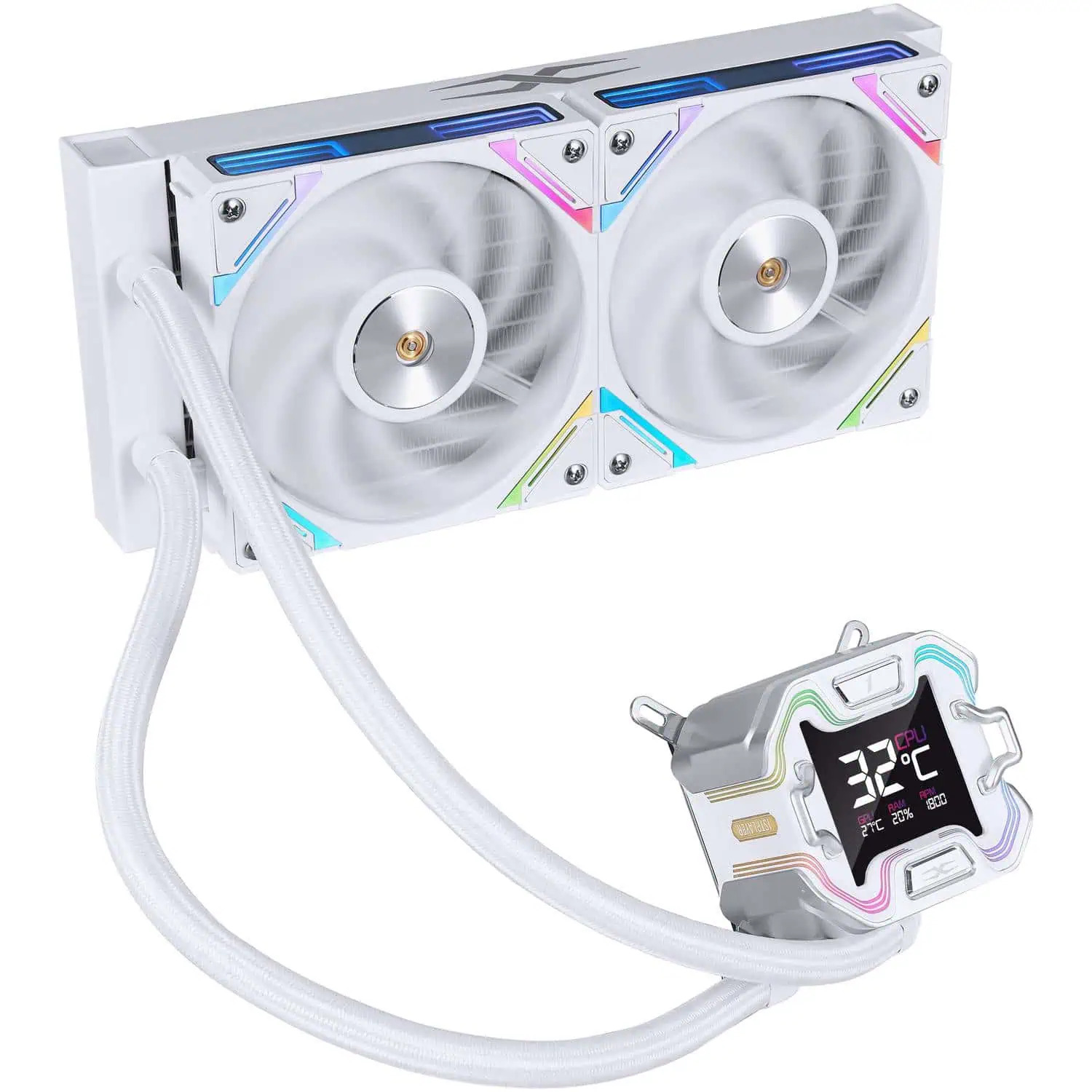 Cooler Procesor 1stPlayer® X-Starship 240E-wh, display de 2,4 inches, aRGB, compatibil AMD/Intel, alb