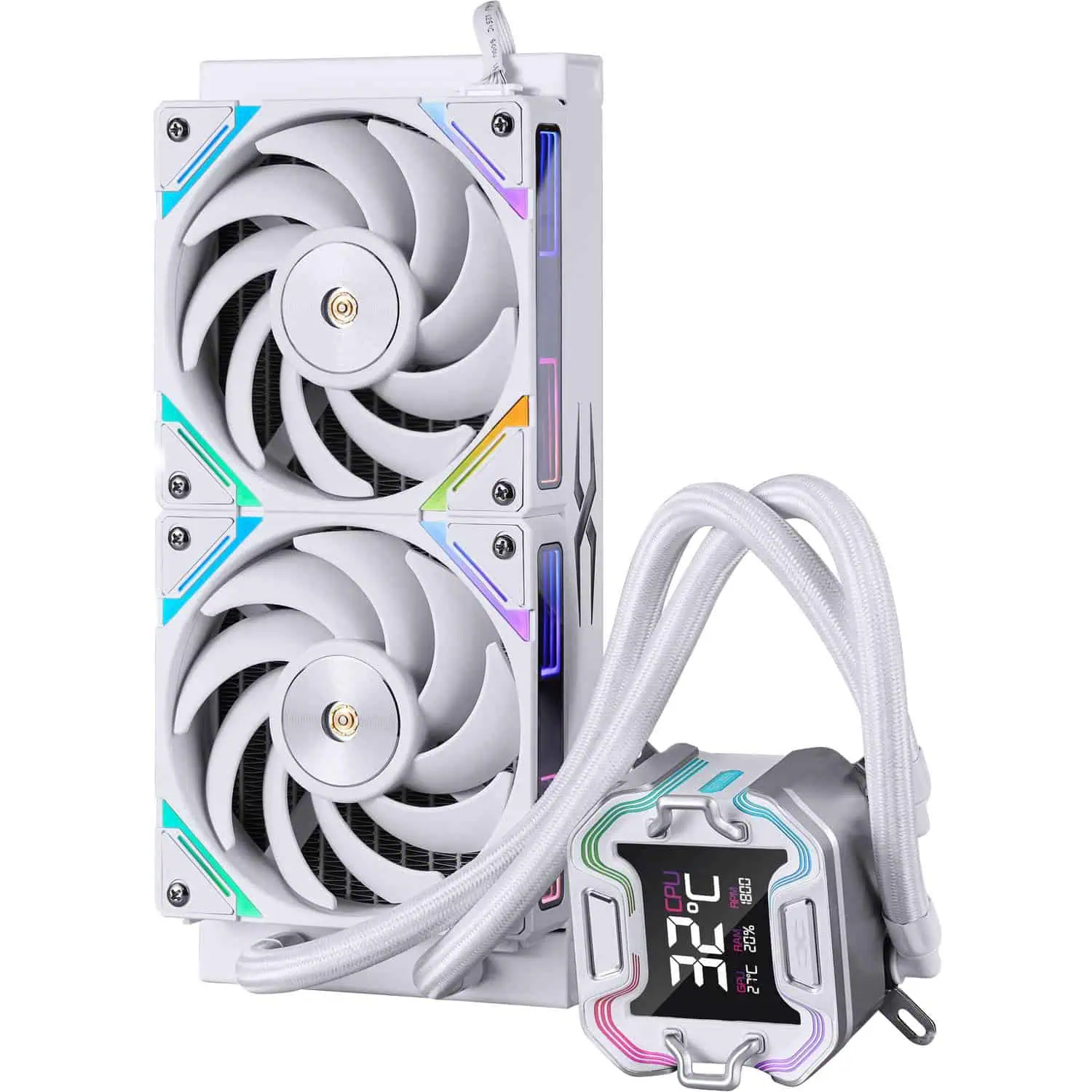 Cooler Procesor 1stPlayer® X-Starship 240E-wh, display de 2,4 inches, aRGB, compatibil AMD/Intel, alb - imagine 2