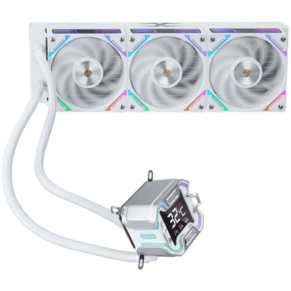 Cooler Procesor 1stPlayer® X-Starship 360E-wh, display IPS de 2,4 inches, aRGB, compatibil AMD/Intel, alb