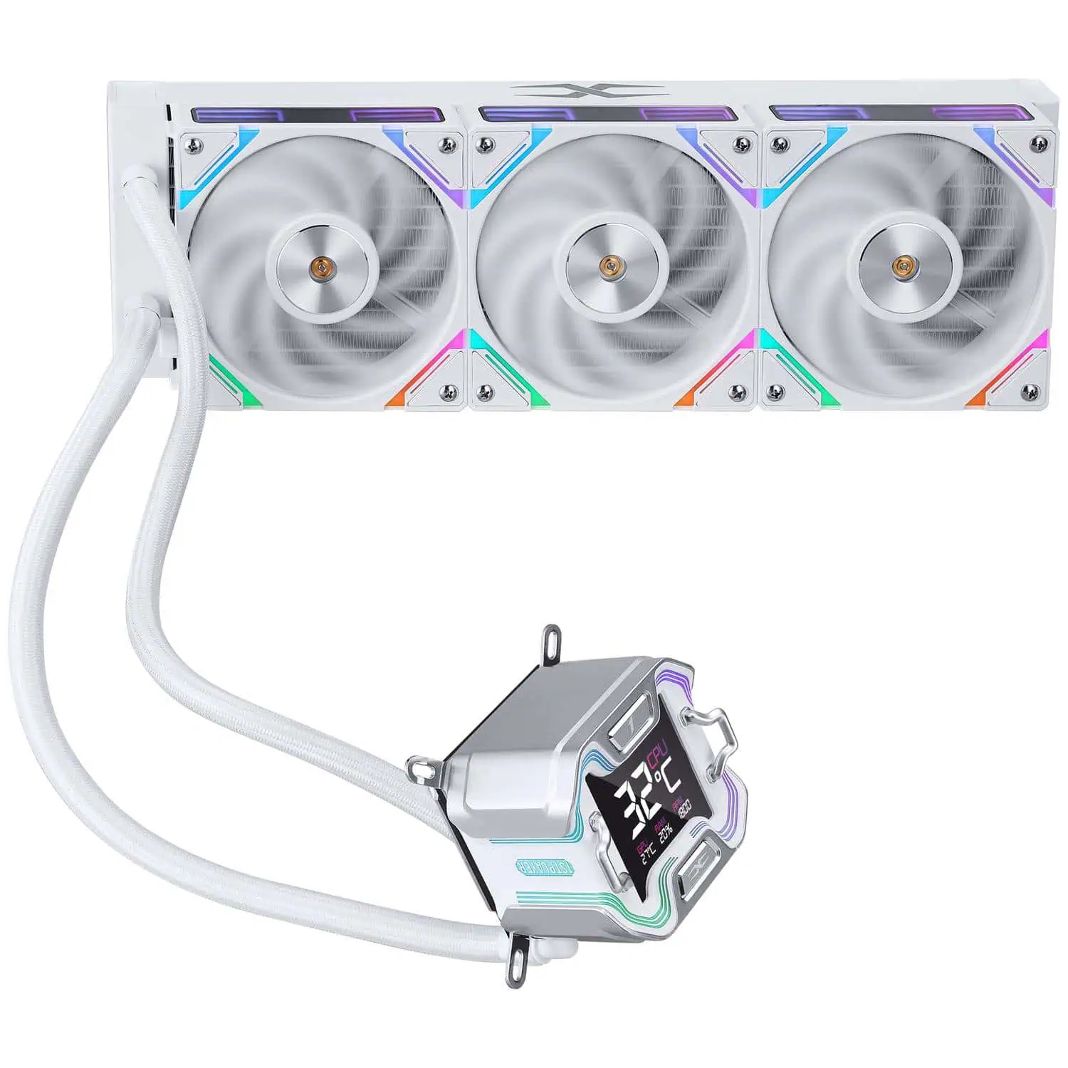 Cooler Procesor 1stPlayer® X-Starship 360E-wh, display IPS de 2,4 inches, aRGB, compatibil AMD/Intel, alb