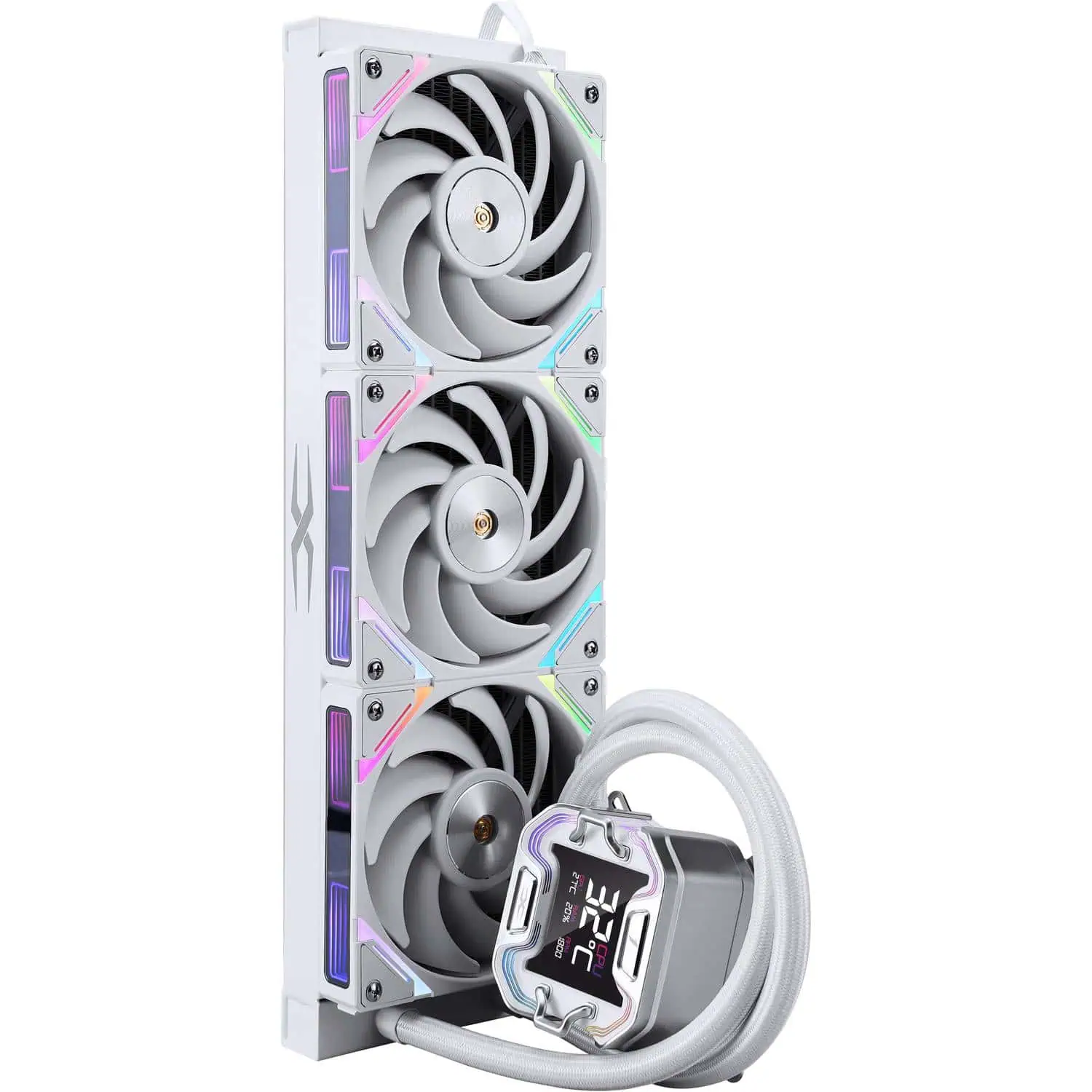 Cooler Procesor 1stPlayer® X-Starship 360E-wh, display IPS de 2,4 inches, aRGB, compatibil AMD/Intel, alb - imagine 2