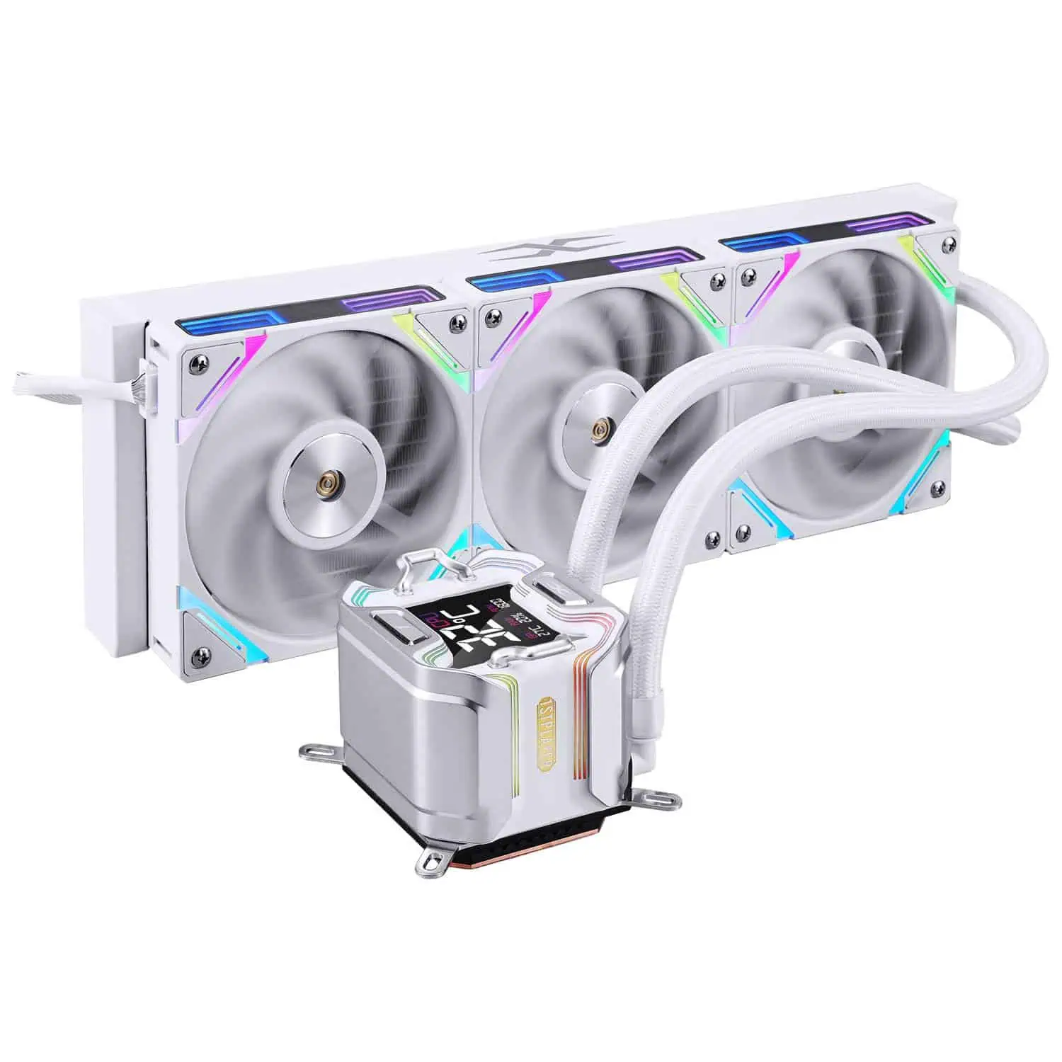 Cooler Procesor 1stPlayer® X-Starship 360E-wh, display IPS de 2,4 inches, aRGB, compatibil AMD/Intel, alb - imagine 3