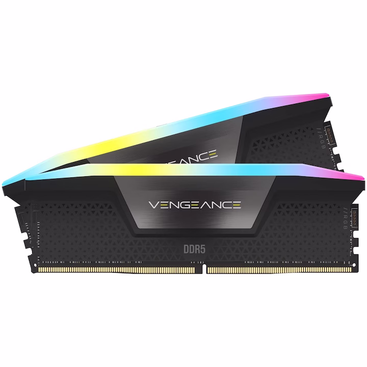 Memorie RAM CORSAIR Vengeance RGB Black, 32GB DDR5, 5200MHz, CL40