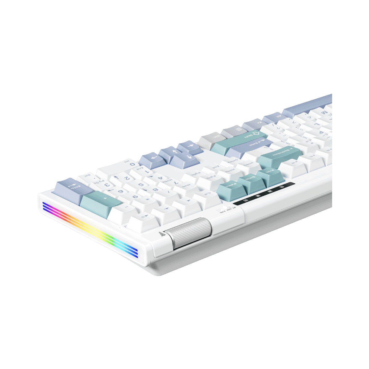 Tastatura Mecanica Gaming 1stPlayer® NEO108 Arctic Blue, 108 taste Lavender Switch, Iluminare RGB, conectivitate wired, 2.4G, bluetooth - imagine 3