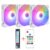 Set 3 ventilatoare 1stPlayer® Combo F2-wh aRGB, controller si telecomanda, culoare alba